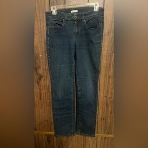 Eileen Fisher Blue Denim Medium Wash Relax Fit Stretch Straight Leg Jeans Sz 4